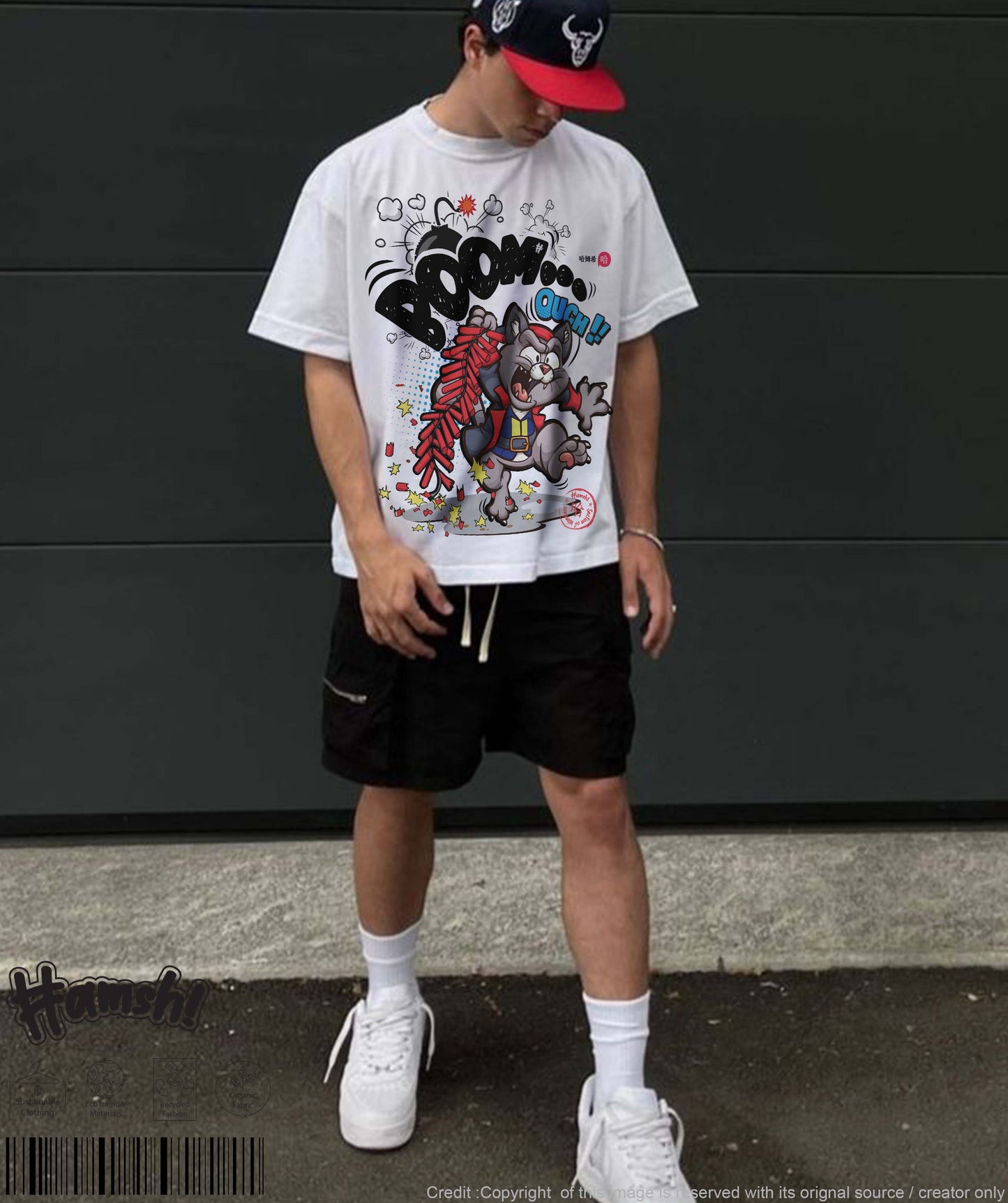 Boom Cat Print T-shirt - White