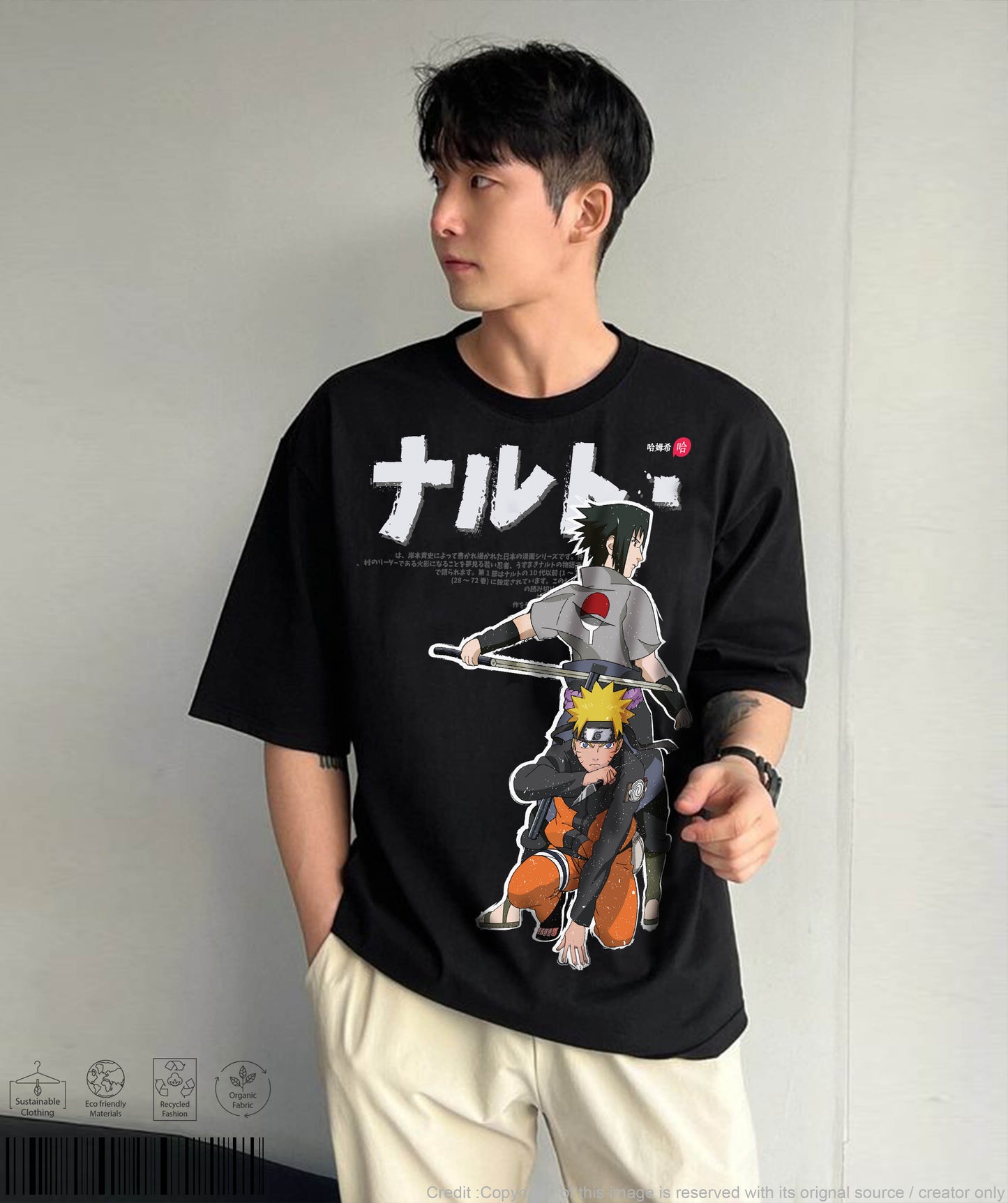 Naruto Two Print T-shirt - Black