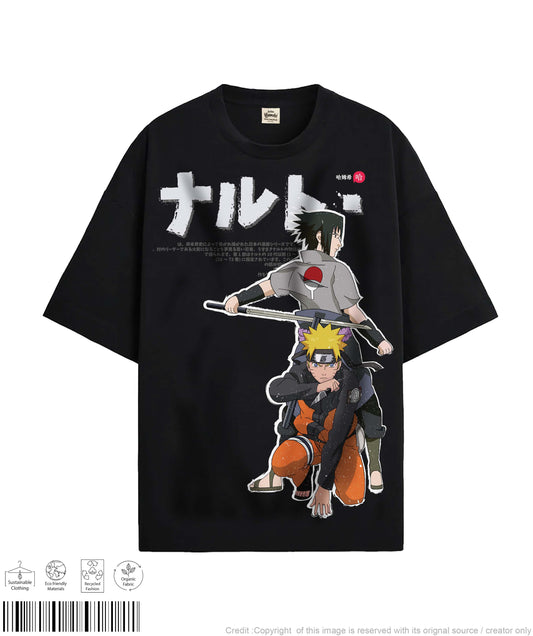 Naruto Two Print T-shirt - Black