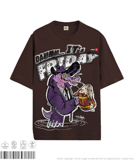 Its Friday Print T-shirt - Brown