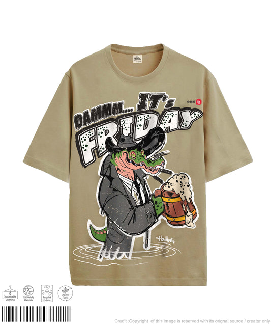 Its Friday Oversized T-shirt - Beige
