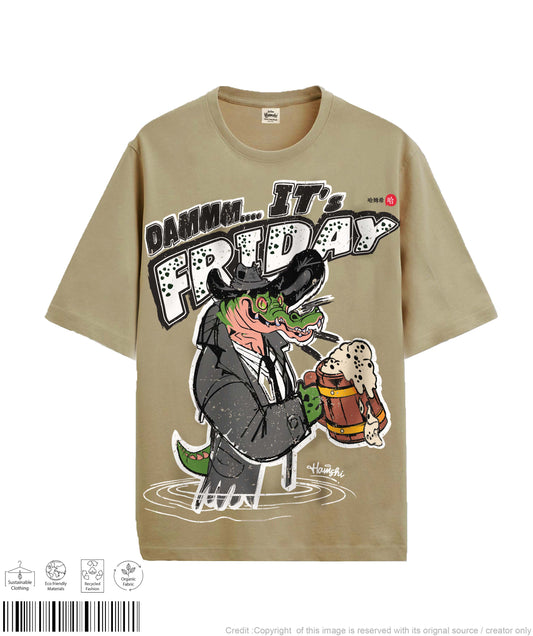 Its Friday Print T-shirt - Beige