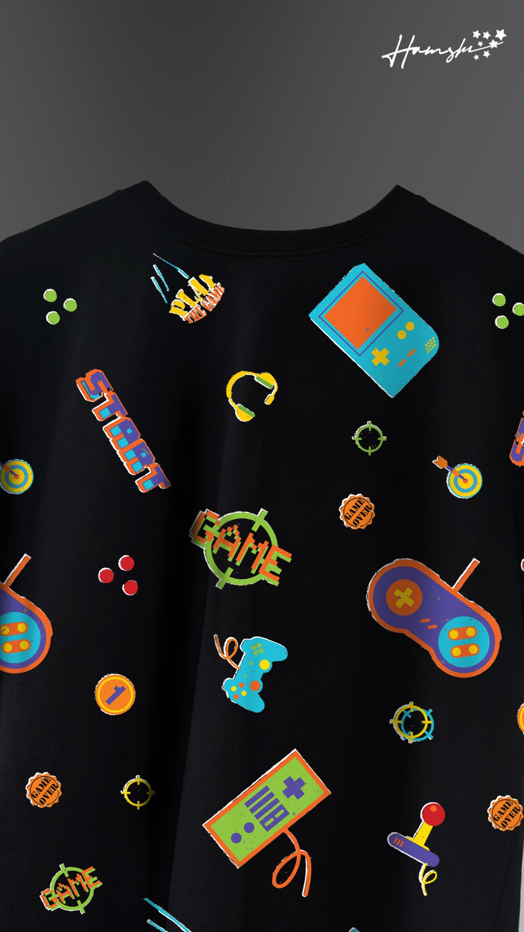 Retro Gaming All Over Print T-shirt - Black