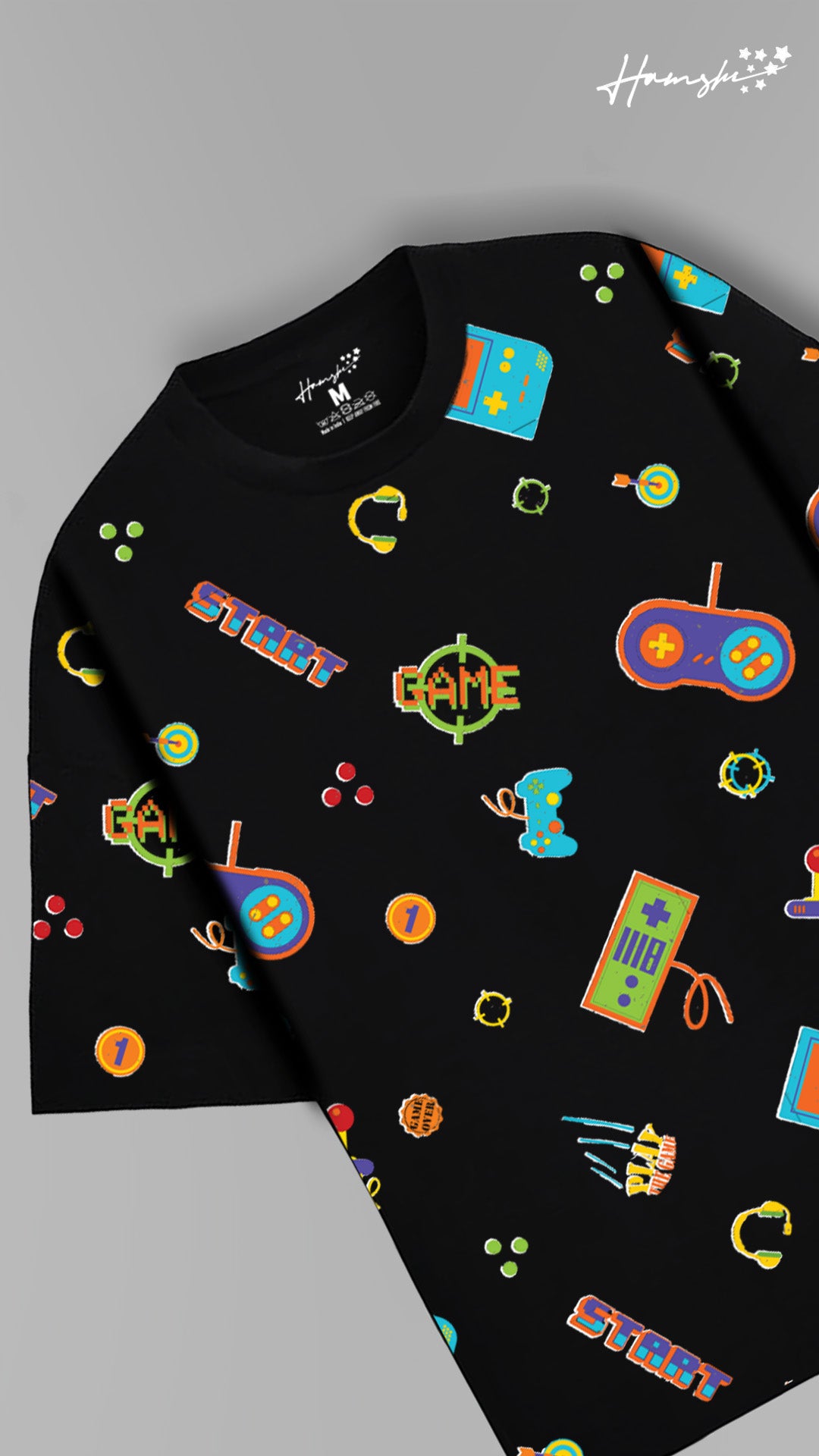 Retro Gaming All Over Print T-shirt - Black