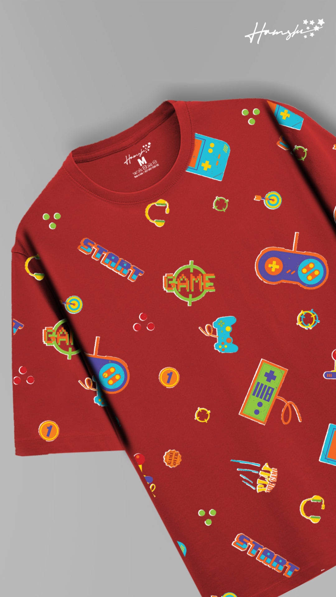 Retro Gaming All Over Print T-shirt - Red