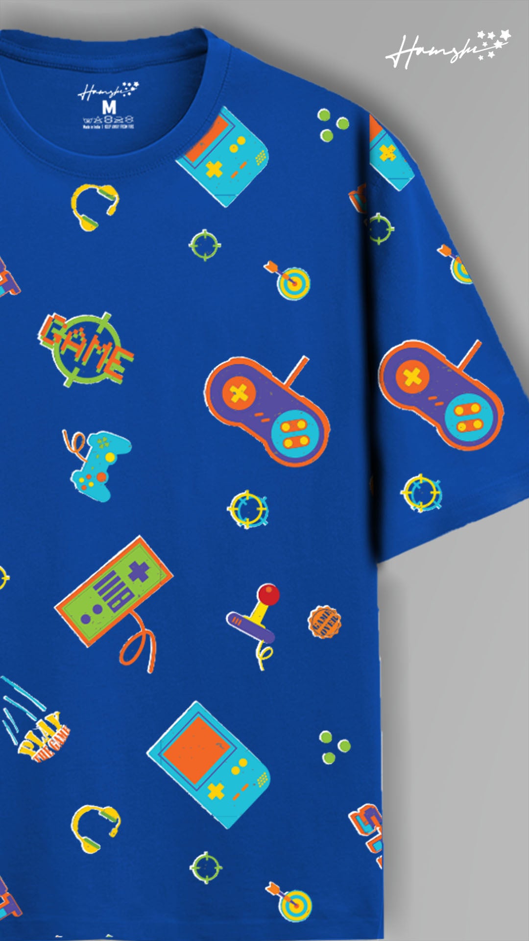 Retro Gaming All Over Print T-shirt -Blue