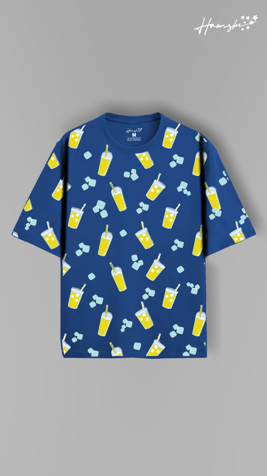 Drink & Ice All Over Print T-shirt - Blue