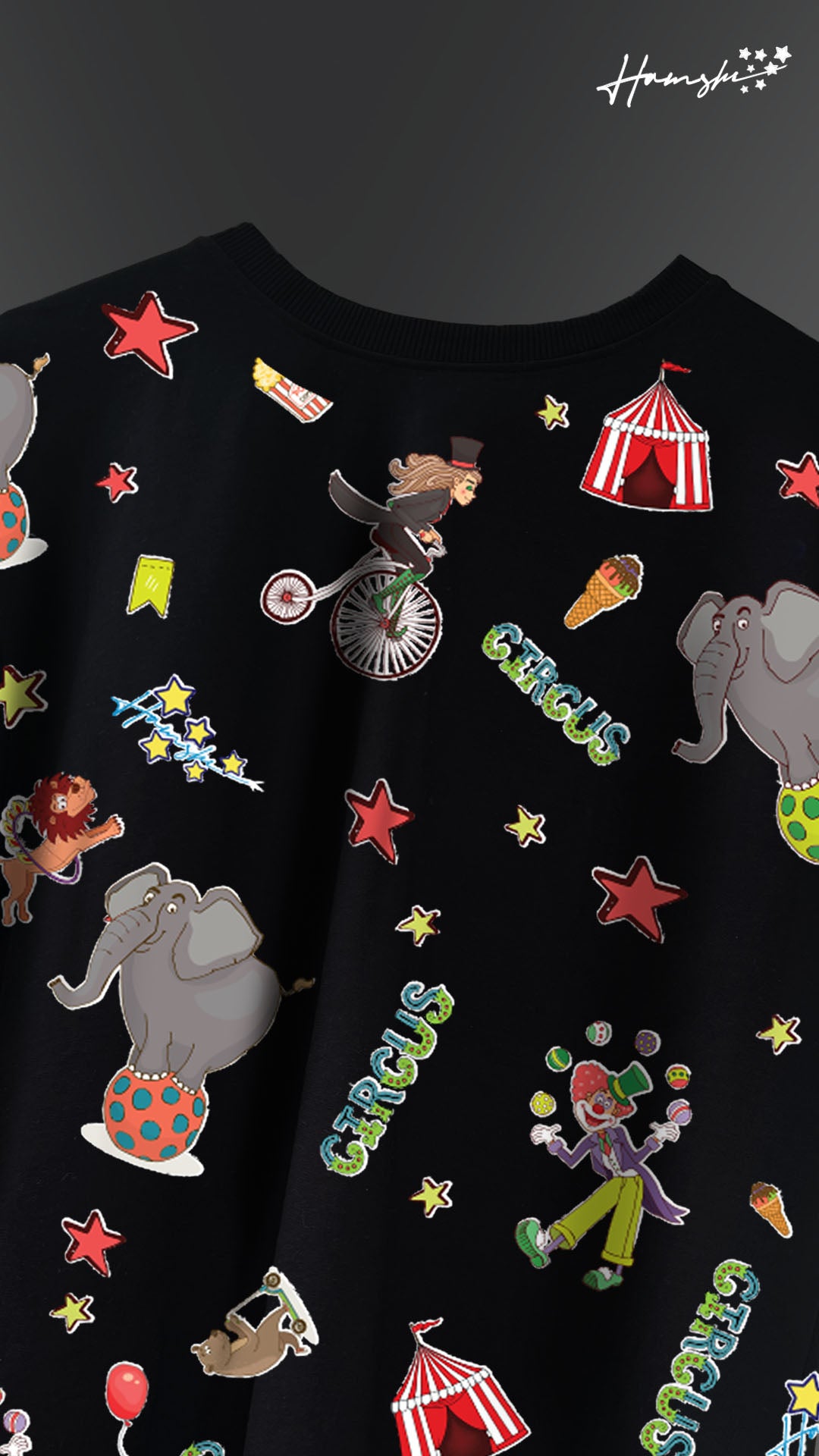 Circus All Over Print T-shirt - Black