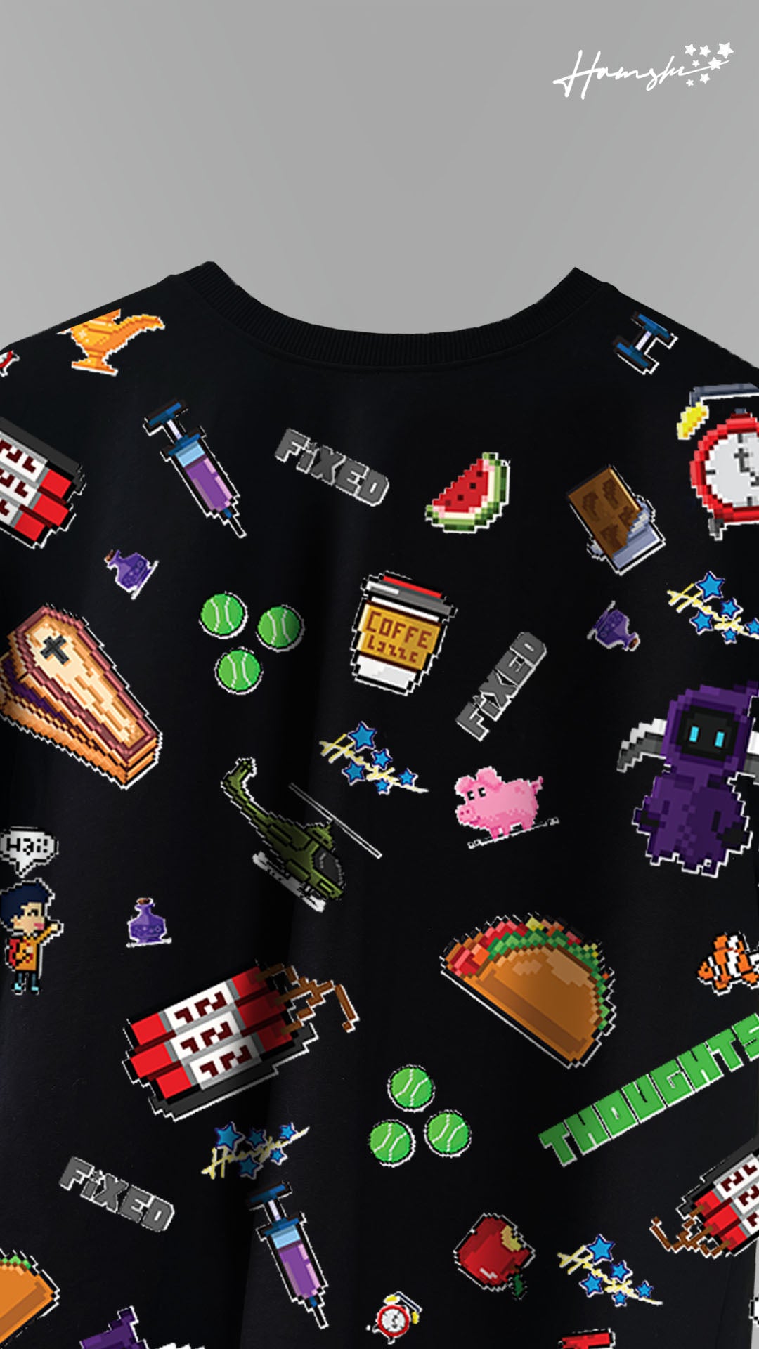 Emojis All Over Print T-shirt - Black
