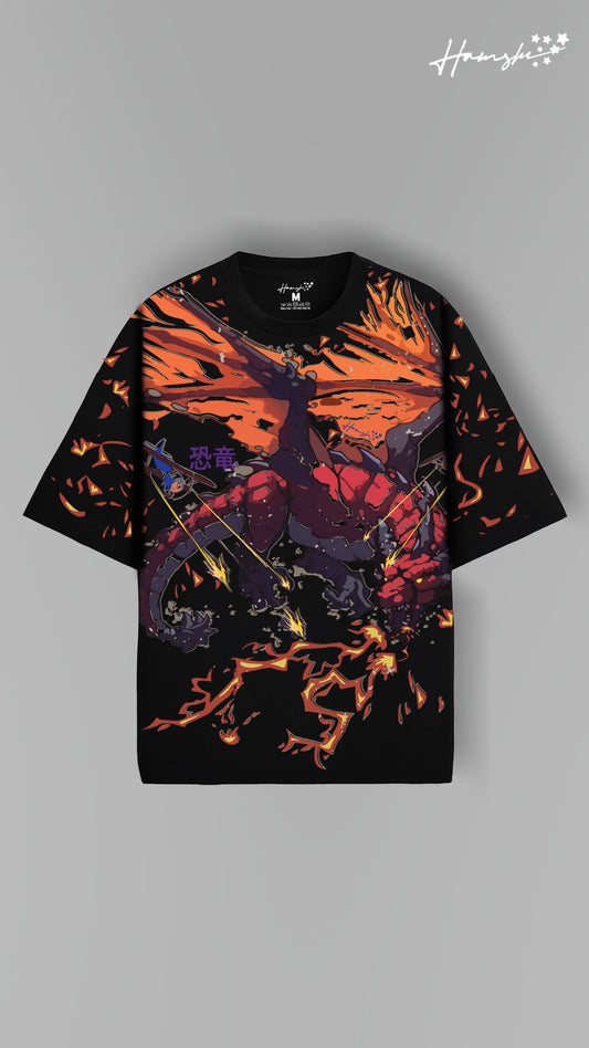 Monster Burn All Over Print T-shirt - Black