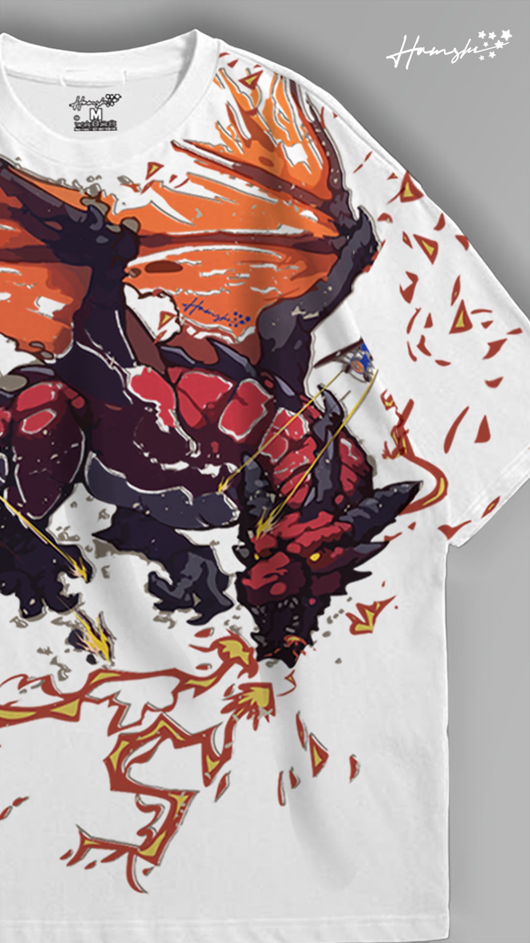 Fire Dragon All Over Print T-shirt - White