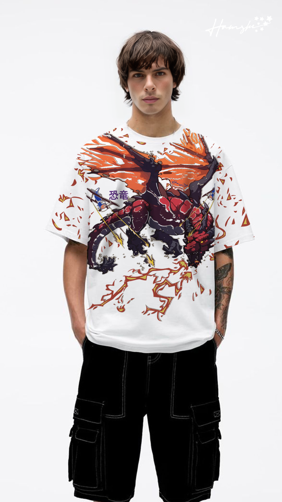 Monster Burn All Over Print T-shirt - White