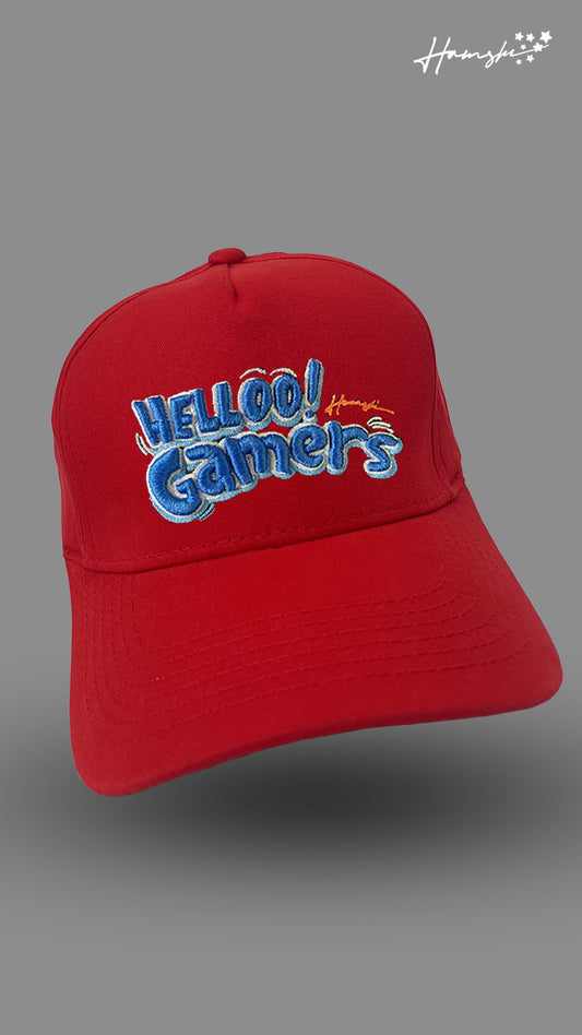 Hello Gamer 3D Embroidery Cap - Red