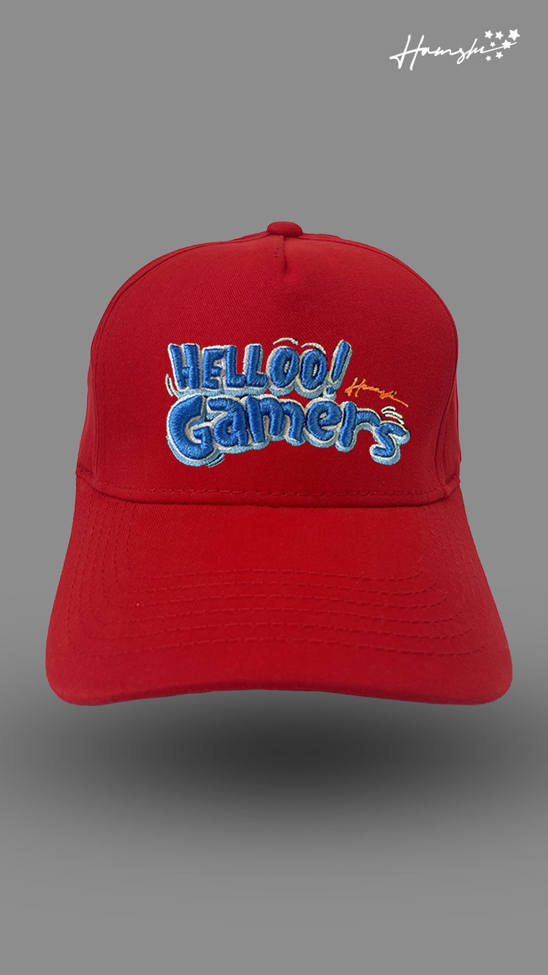 Hello Gamer 3D Embroidery Cap - Red