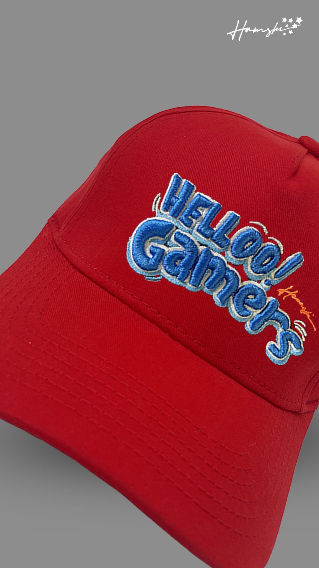 Hello Gamer 3D Embroidery Cap - Red