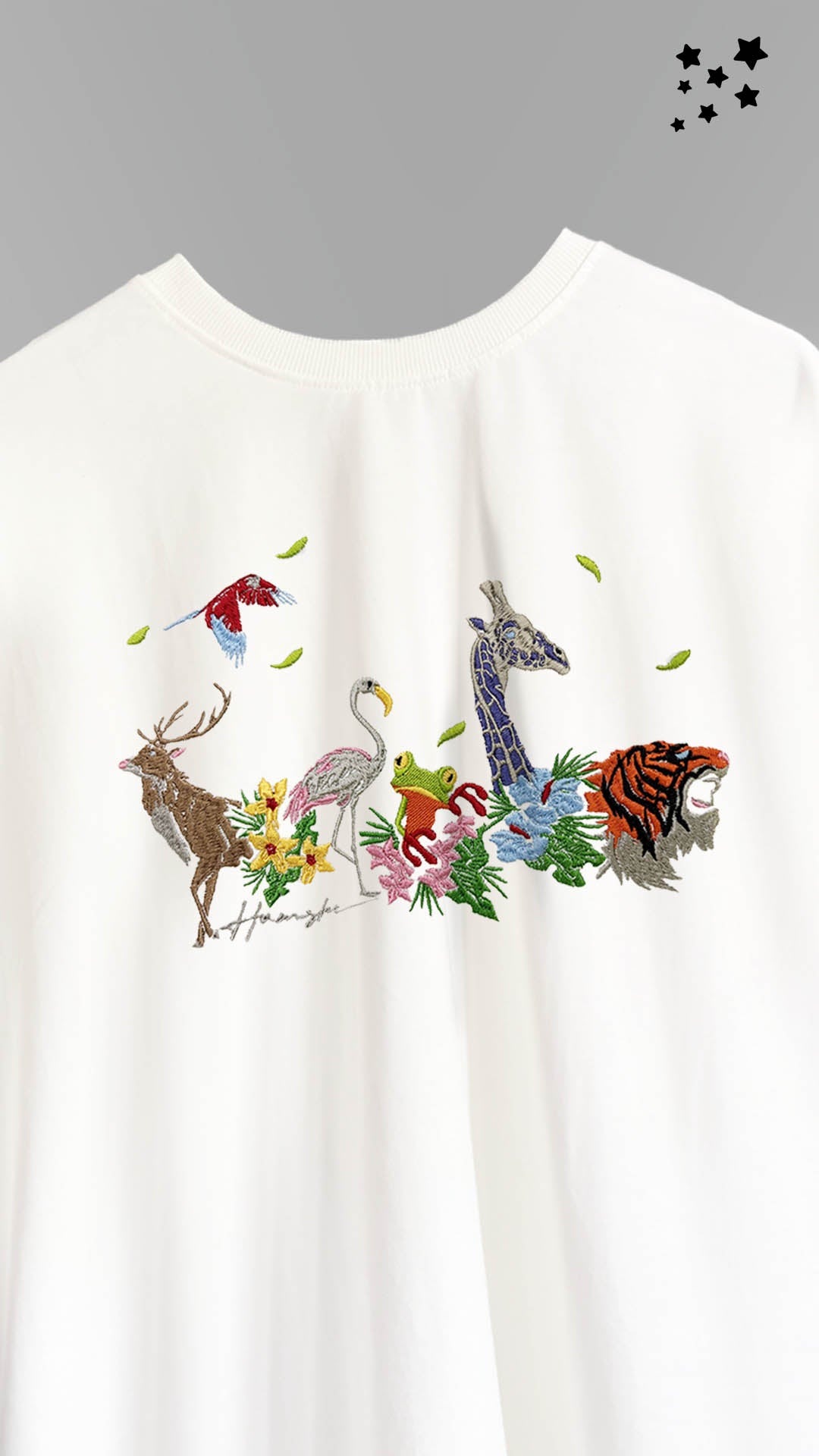 Jungle Biodiversity Embroidery T-shirt - White