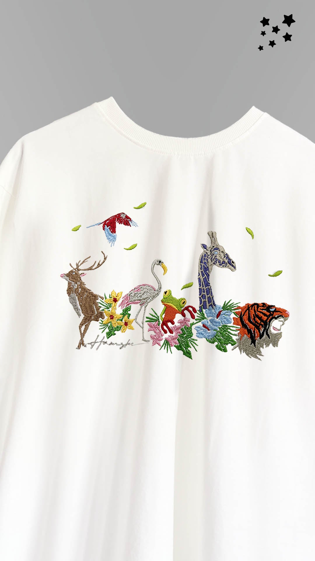 Jungle Biodiversity Embroidery T-shirt - White