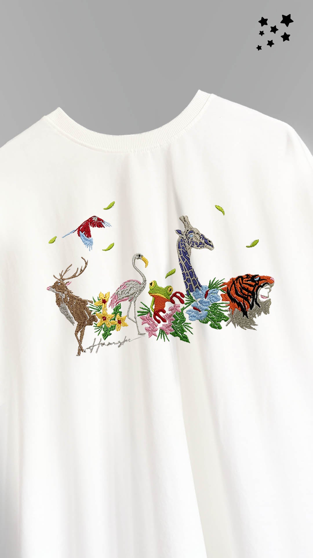 Jungle Biodiversity Embroidery T-shirt - White