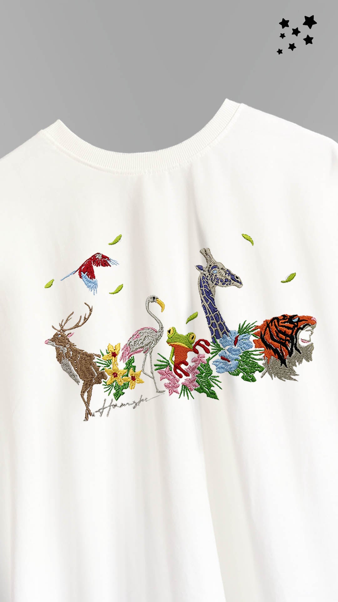Jungle Biodiversity Embroidery T-shirt - White