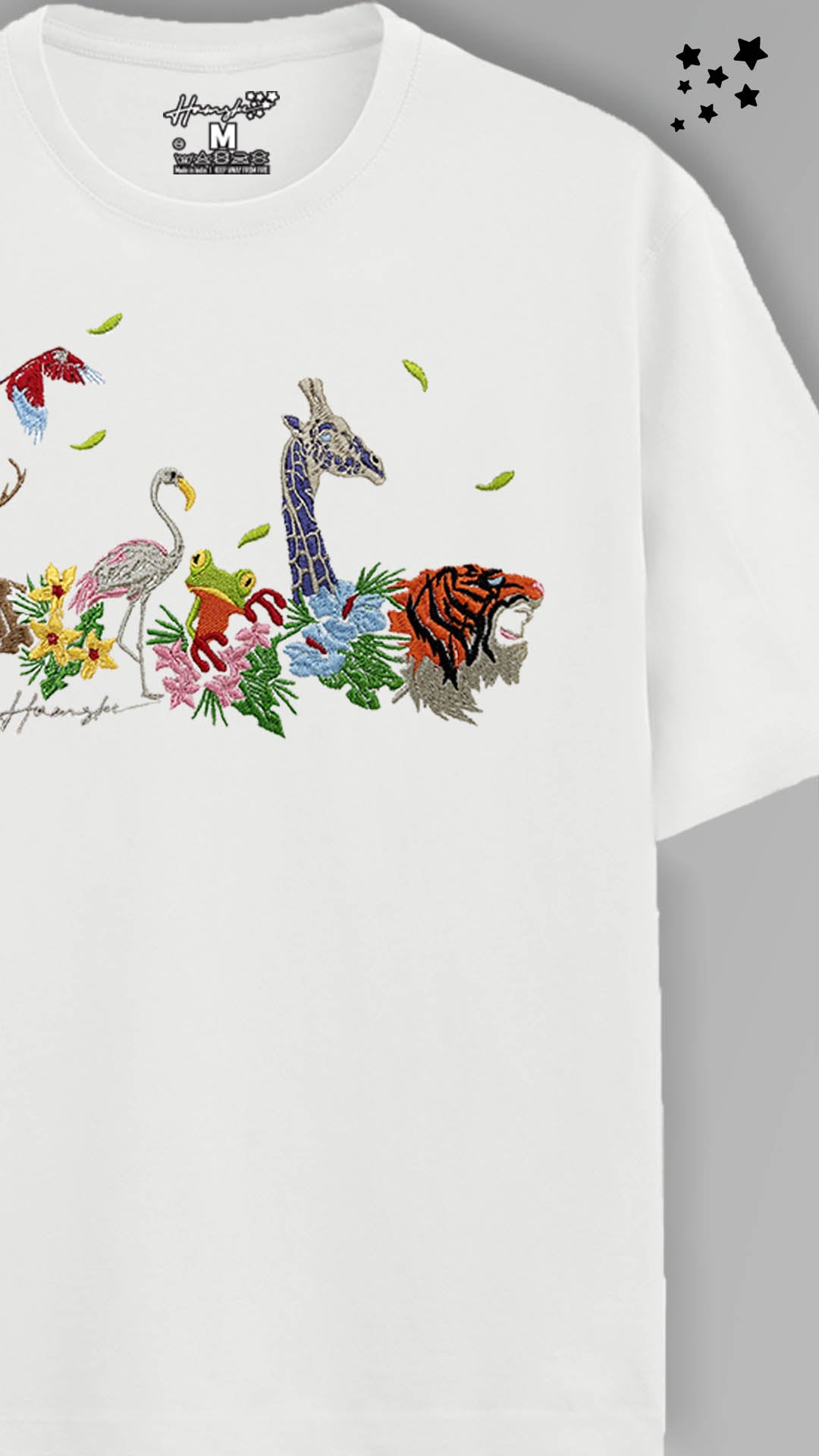 Jungle Biodiversity Embroidery T-shirt - White