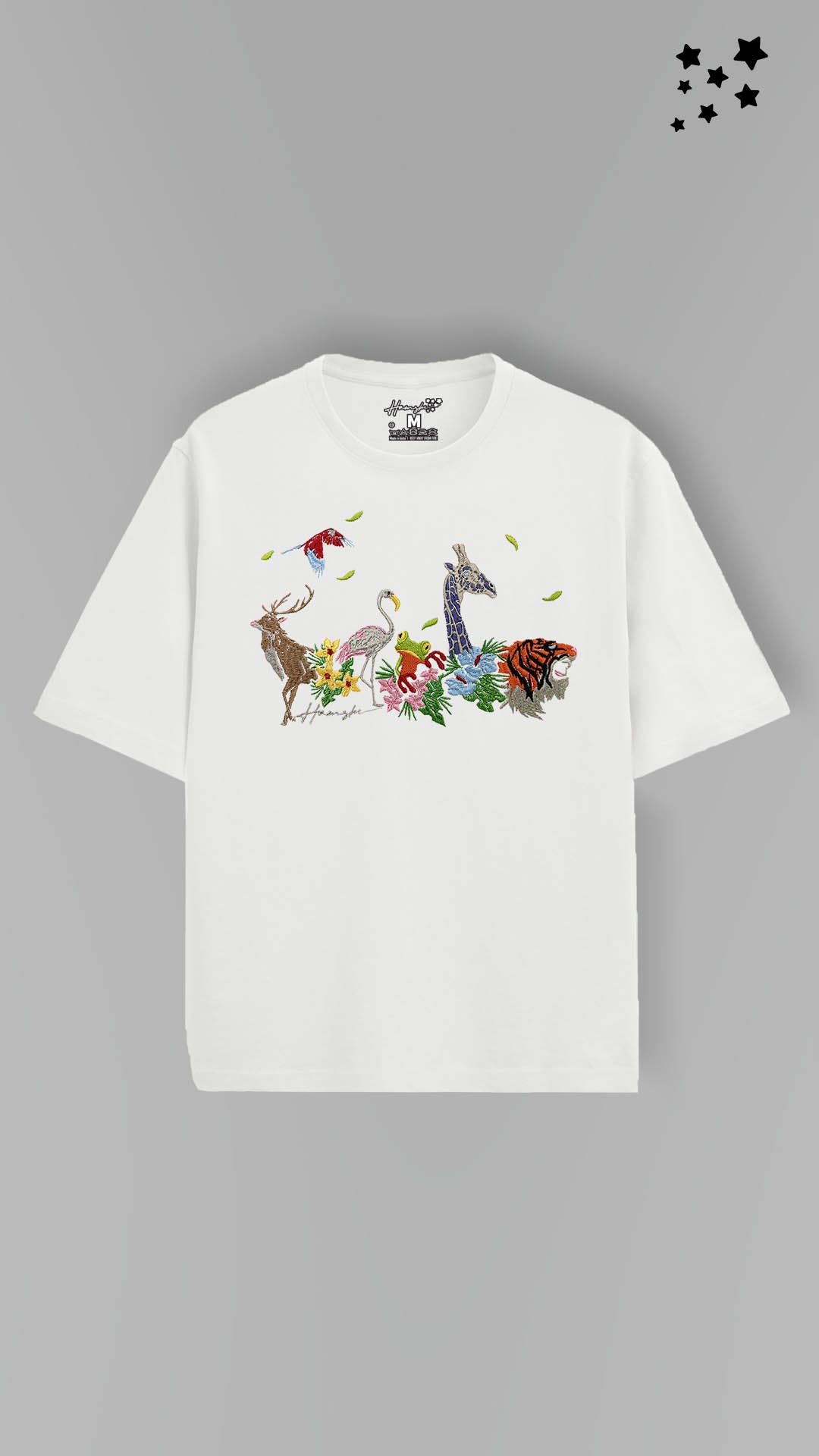 Jungle Biodiversity Embroidery T-shirt - White