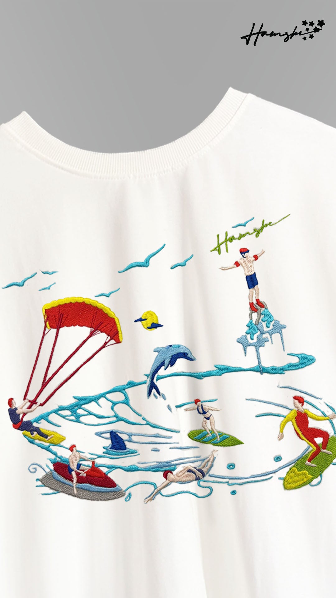 Sea Surfers Embroidery T-shirt - White
