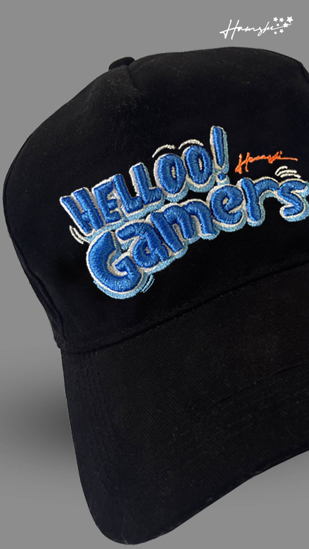 Hello 3D Embroidery Gamer Cap - Black