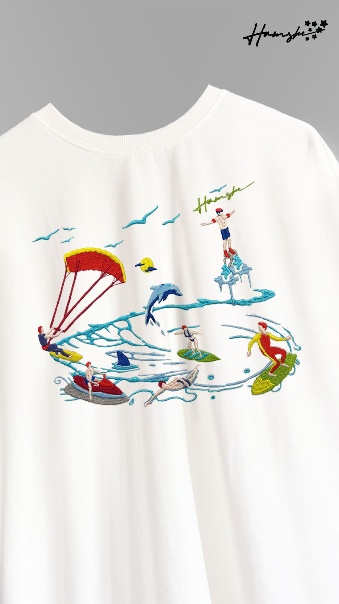 Sea Surfers Embroidery T-shirt - White