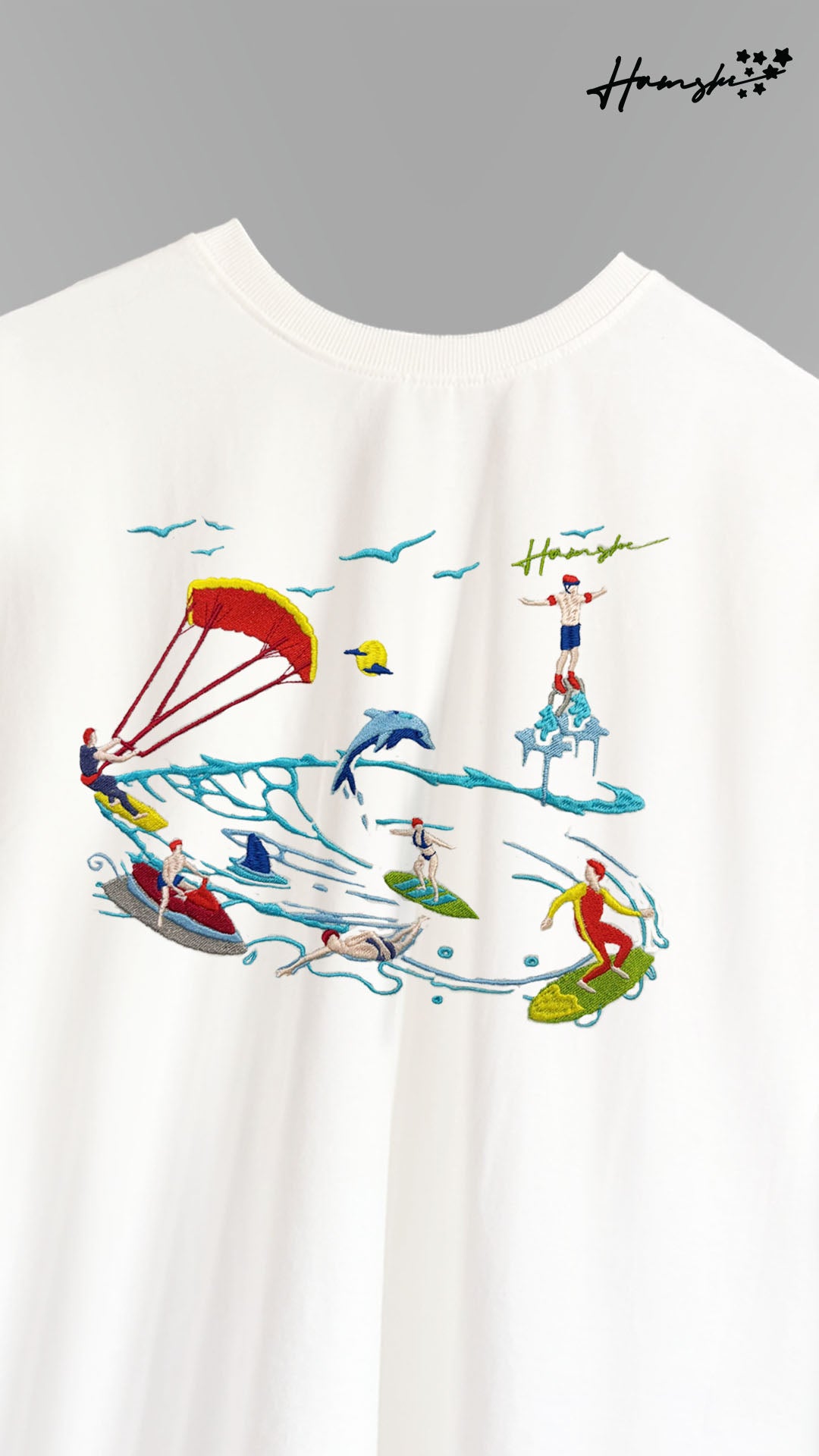 Sea Surfers Embroidery T-shirt - White