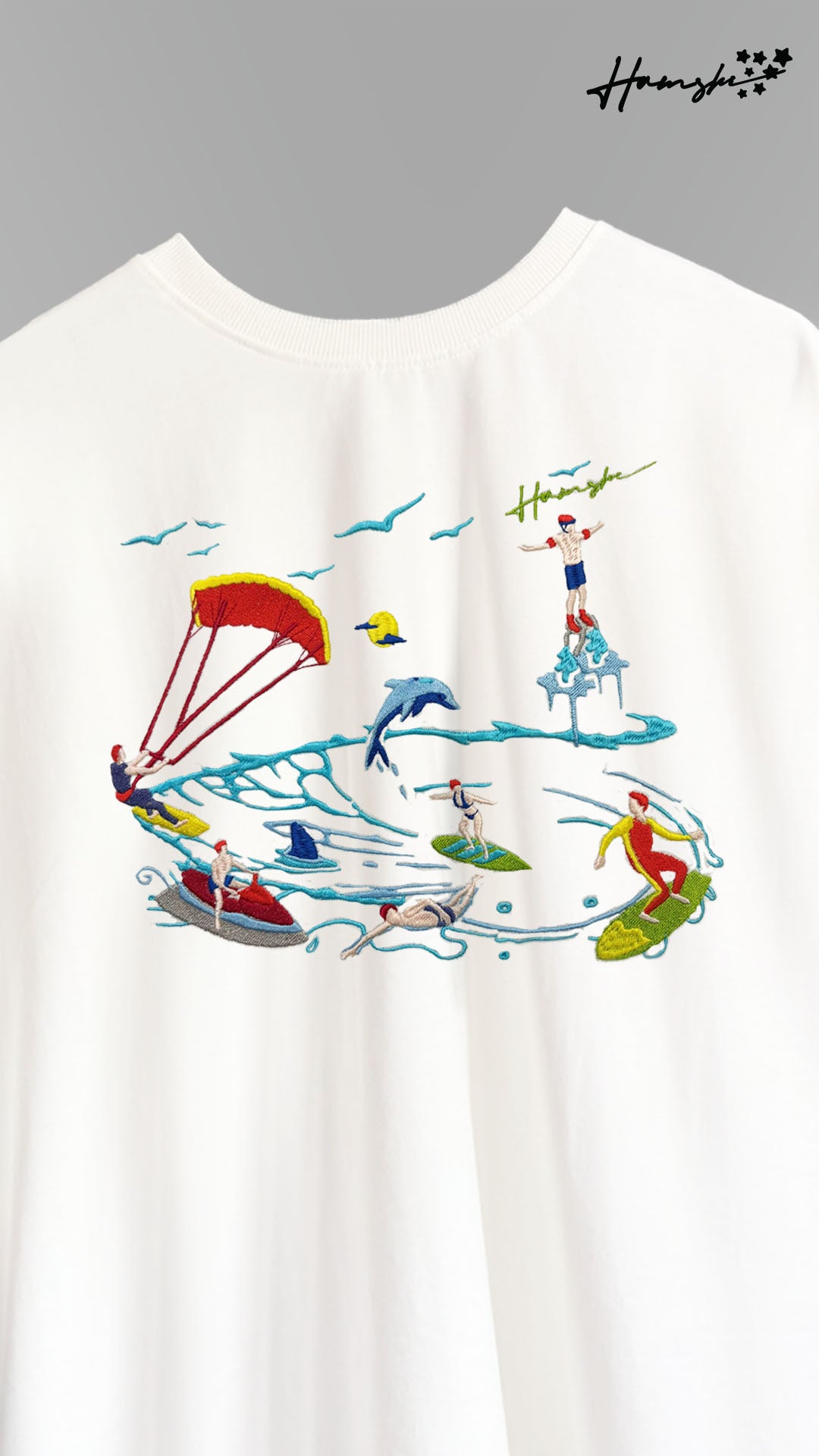 Sea Surfers Embroidery T-shirt - White