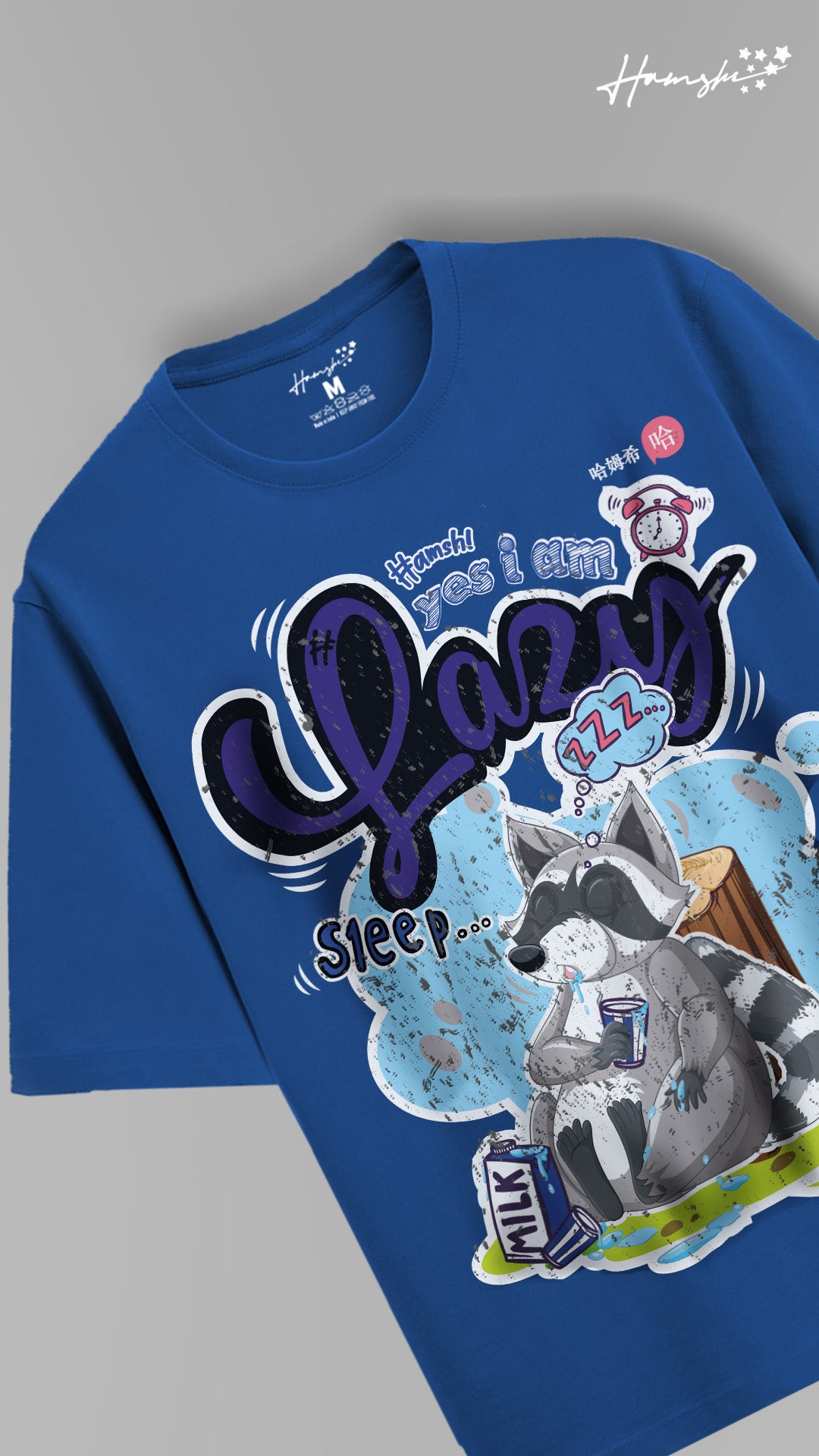 Lazy Fox Print T-shirt - Cool Blue