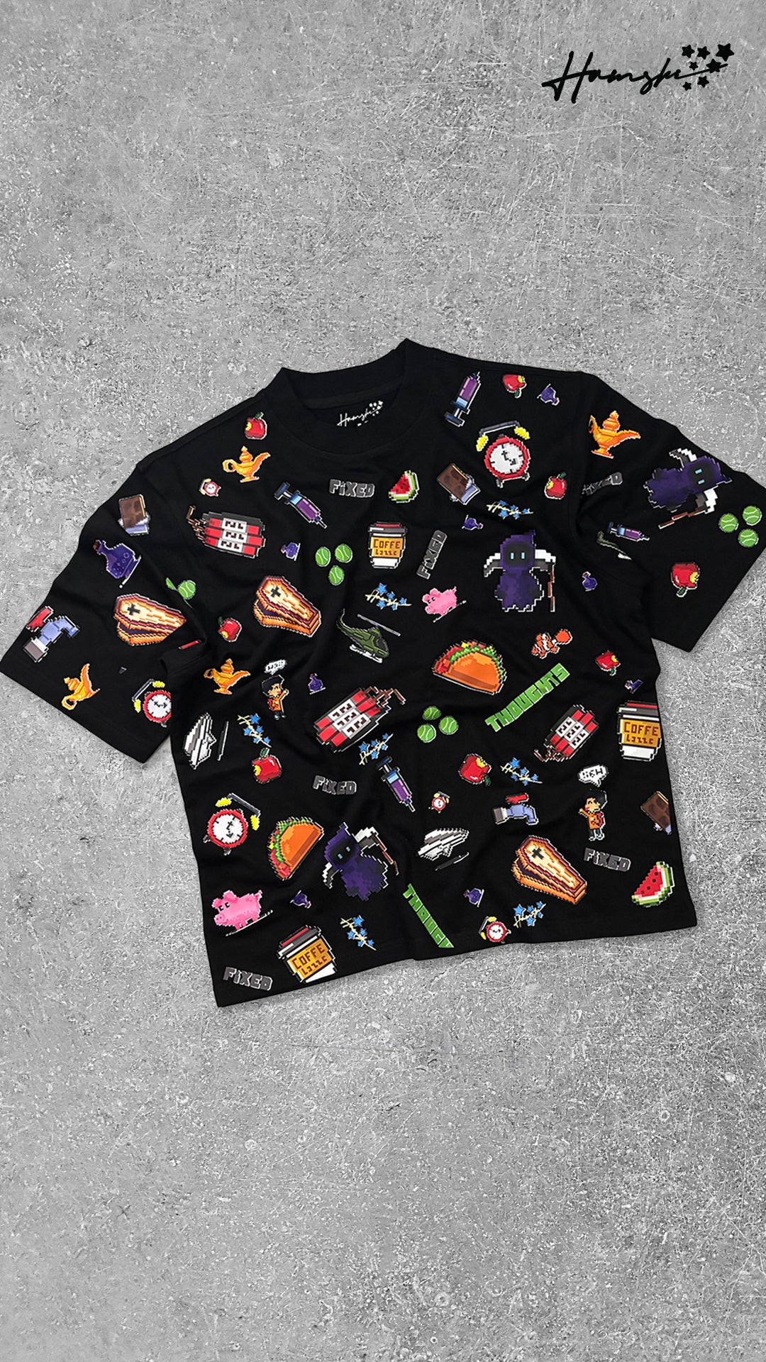 Emojis All Over Print T-shirt - Black