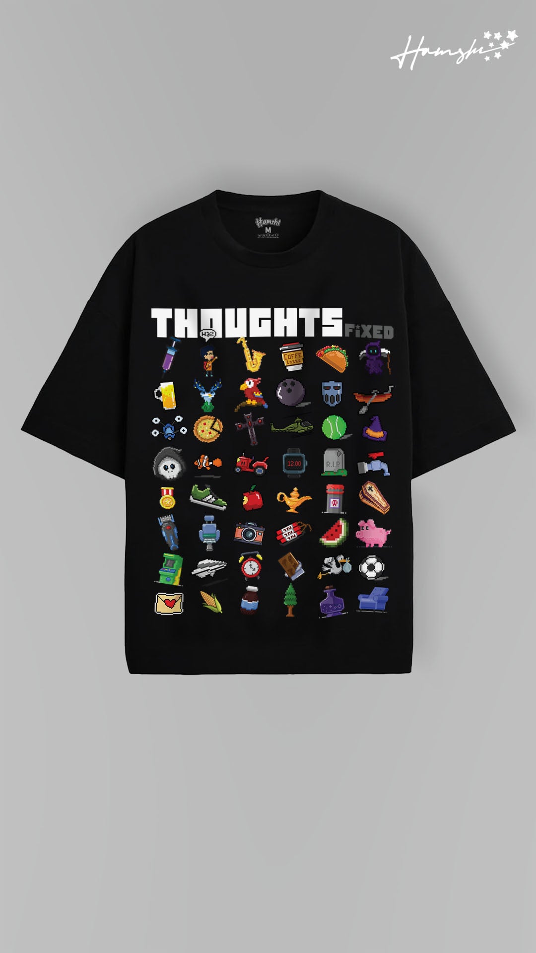 Thoughts Fix Print T-shirt - Black