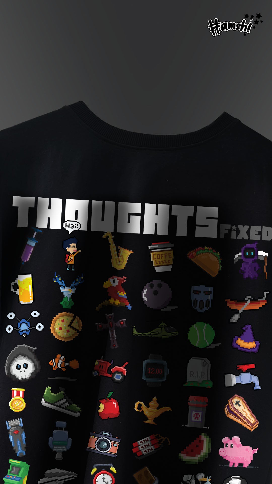Thoughts Fix Print T-shirt - Black