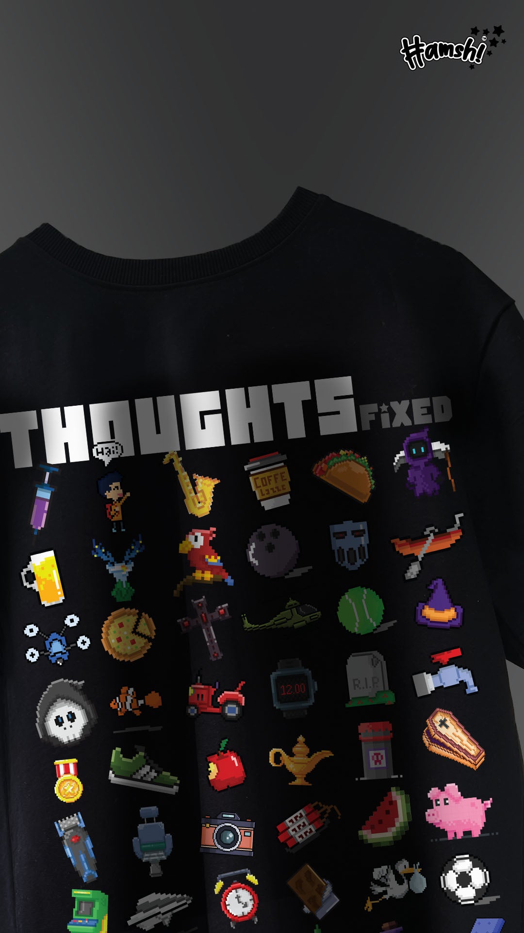 Thoughts Fix Print T-shirt - Black