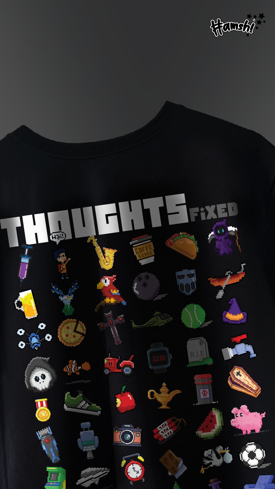 Thoughts Fix Print T-shirt - Black