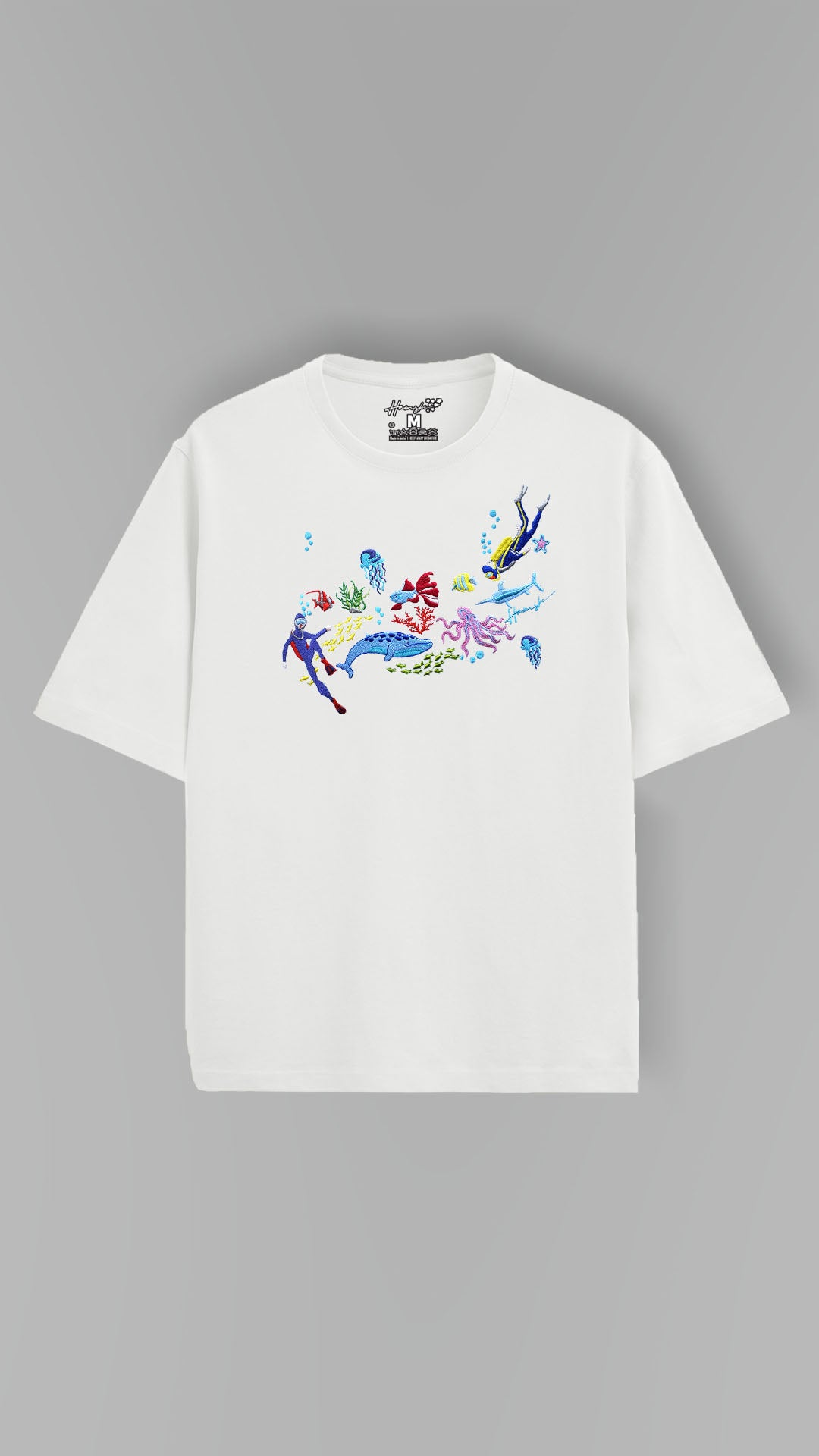 Scuba Divers Embroidery T-shirt - White