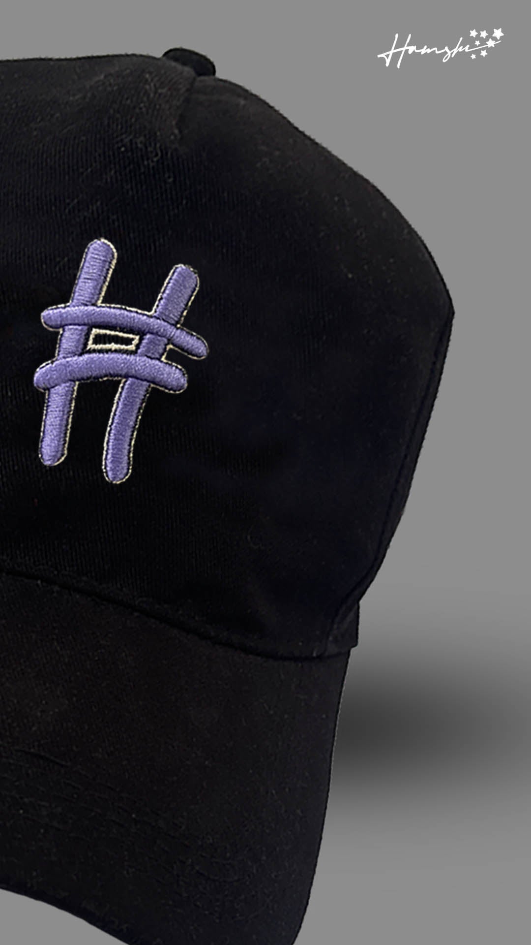Hash Embroidery Cap - Black