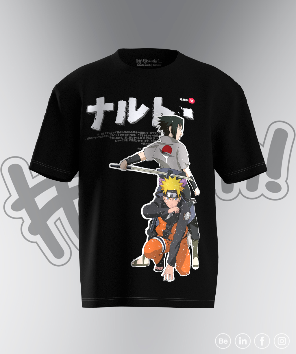 Naruto Two Print T-shirt - Black