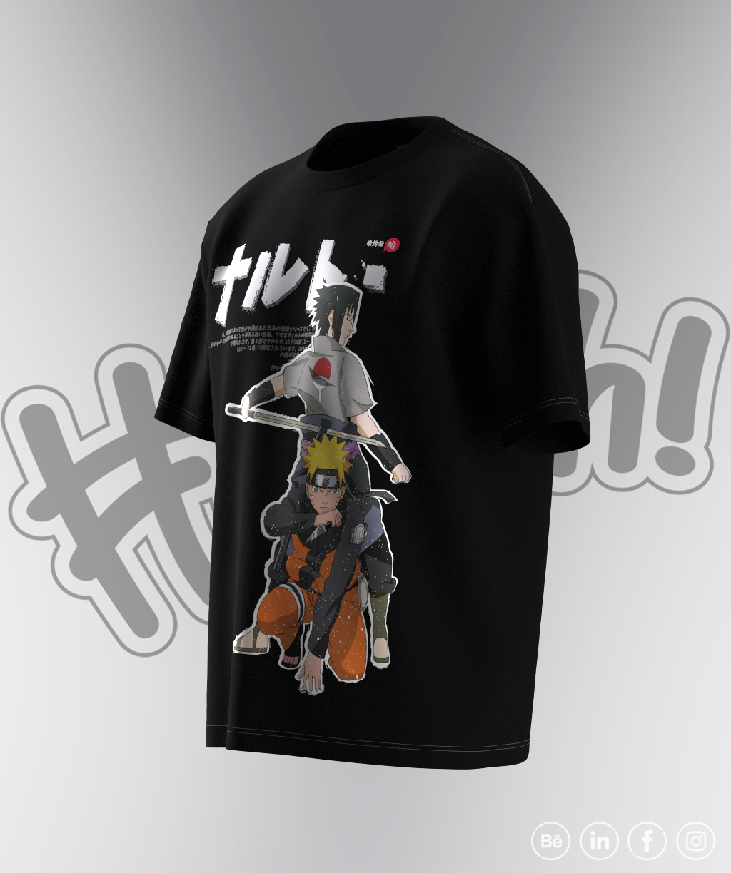 Naruto Two Print T-shirt - Black