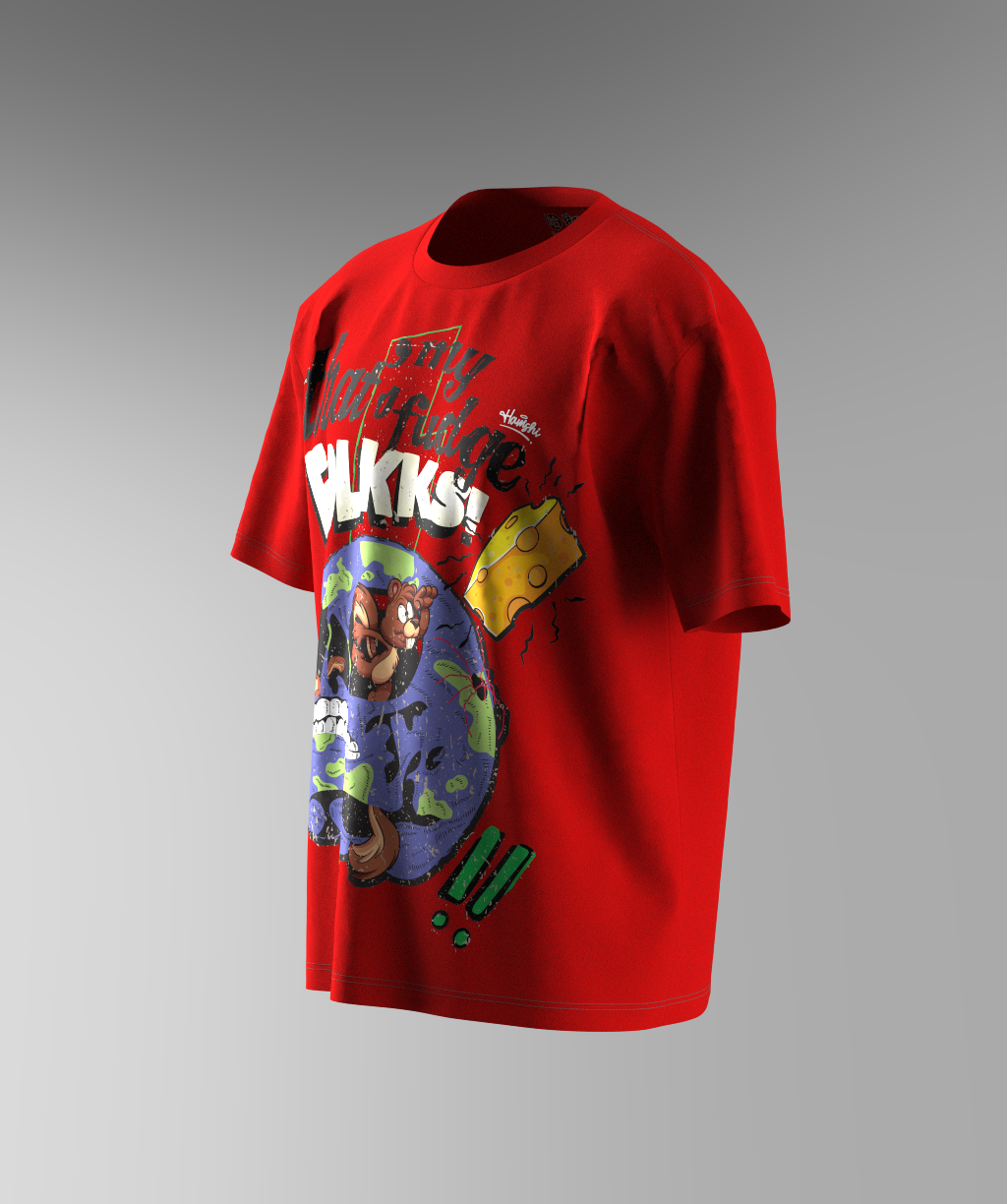 Skull Folks Print T-shirt - Red