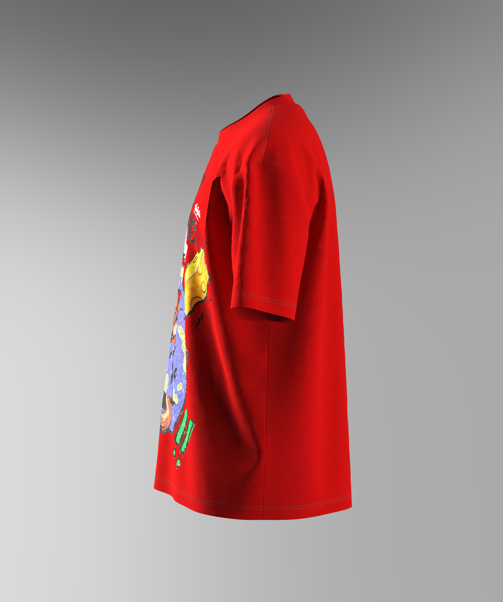 Skull Folks Print T-shirt - Red