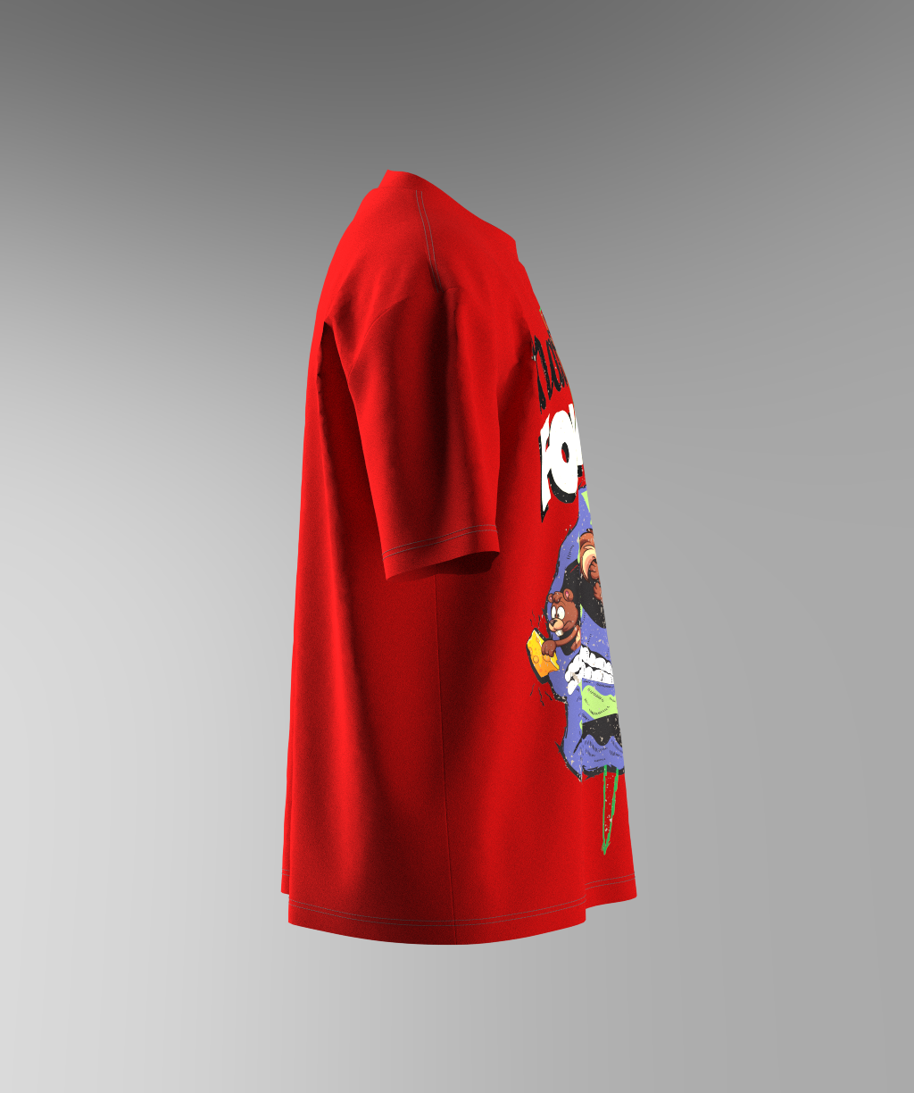 Skull Folks Print T-shirt - Red