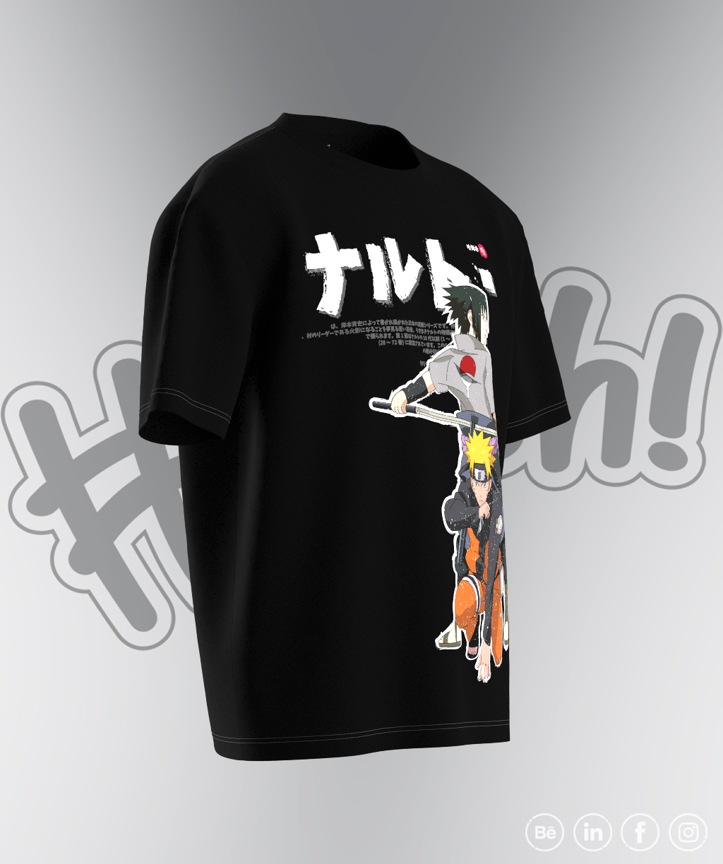Naruto Two Print T-shirt - Black