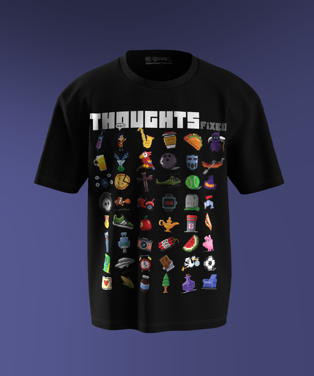 Thoughts Fix Print T-shirt - Black