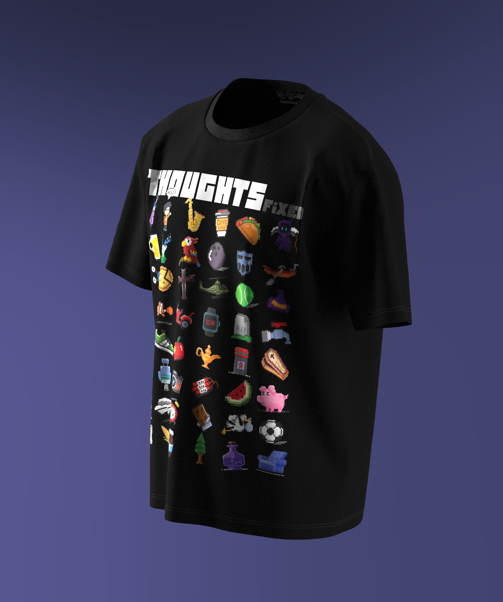 Thoughts Fix Print T-shirt - Black