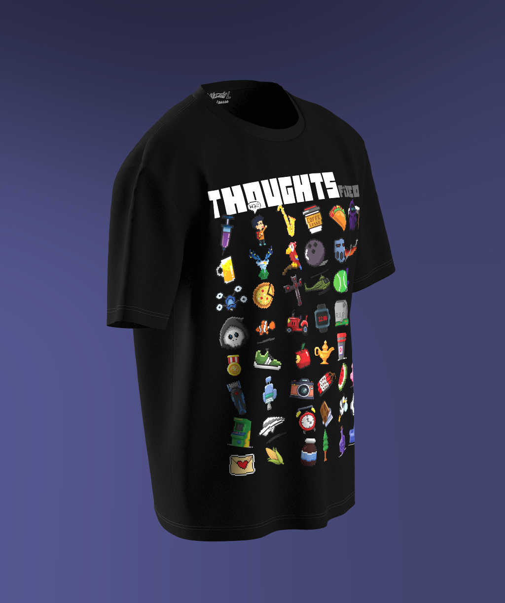 Thoughts Fix Print T-shirt - Black