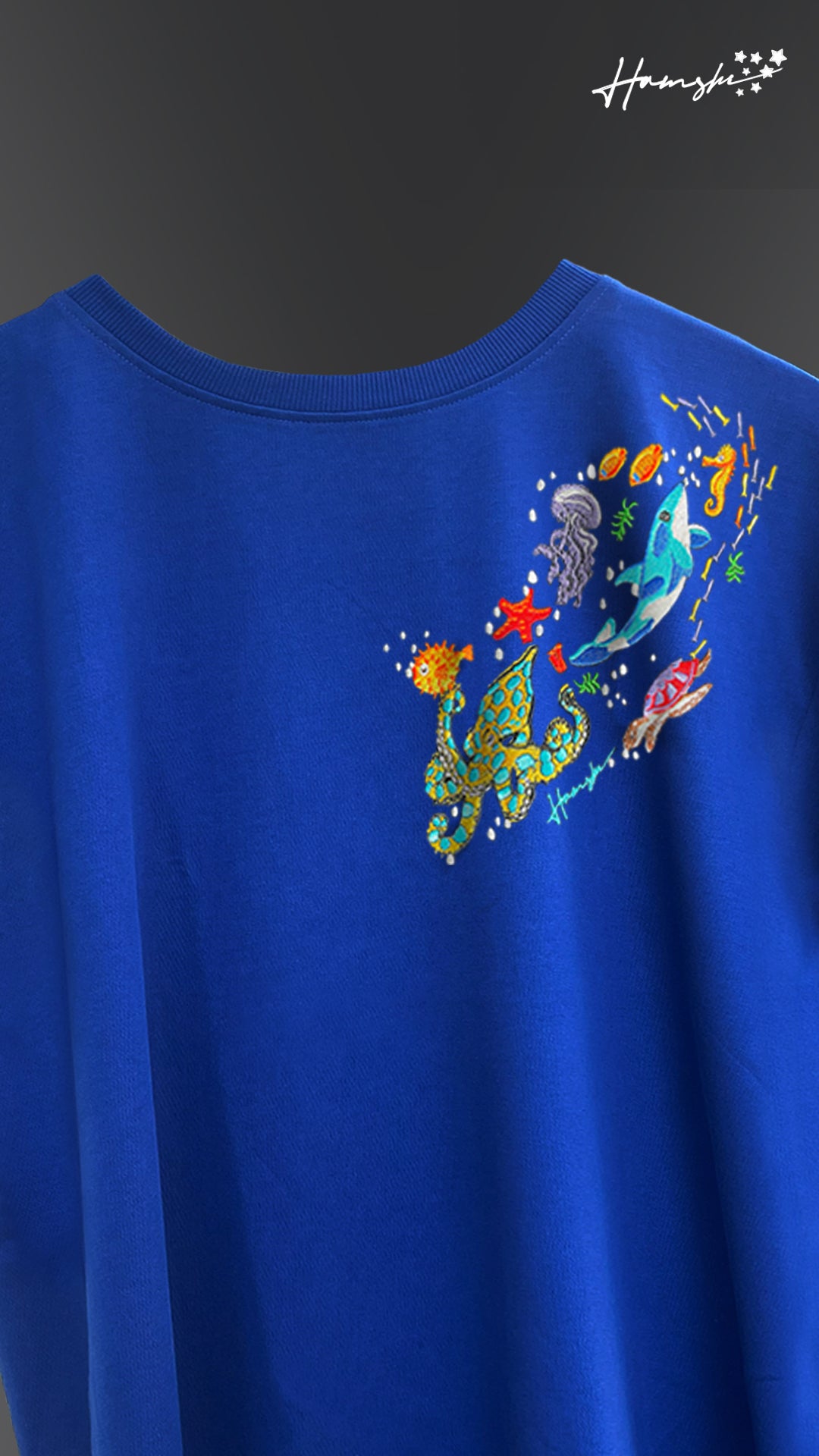 Marine Embroidery T-shirt - Blue