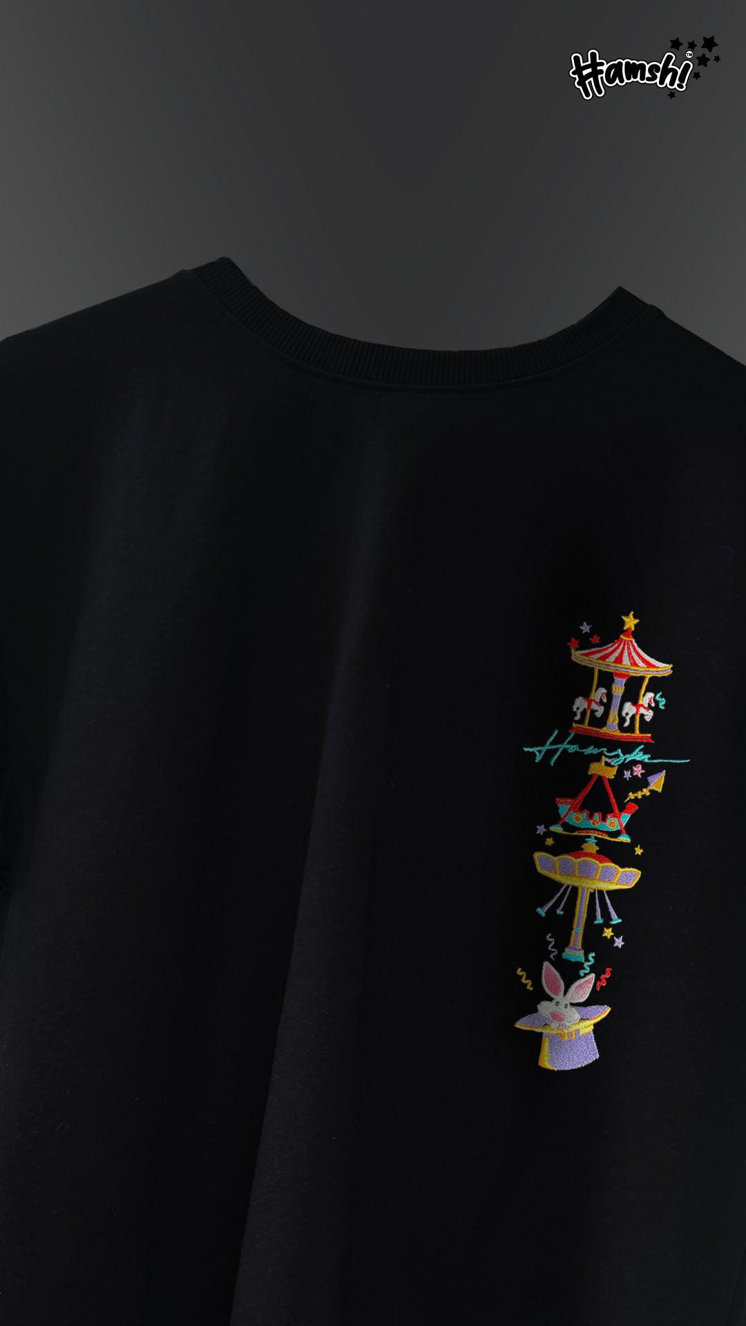 Circus Embroidery T-shirt - Black