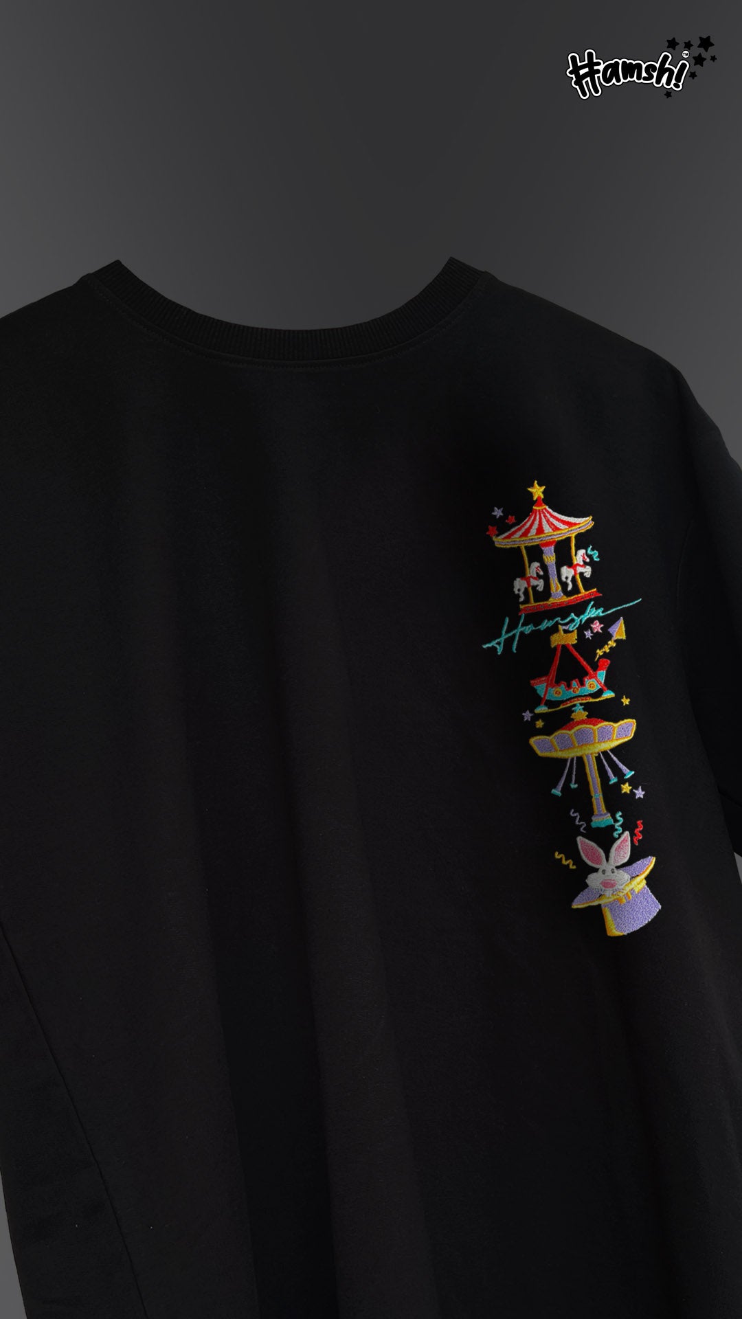 Circus Embroidery T-shirt - Black